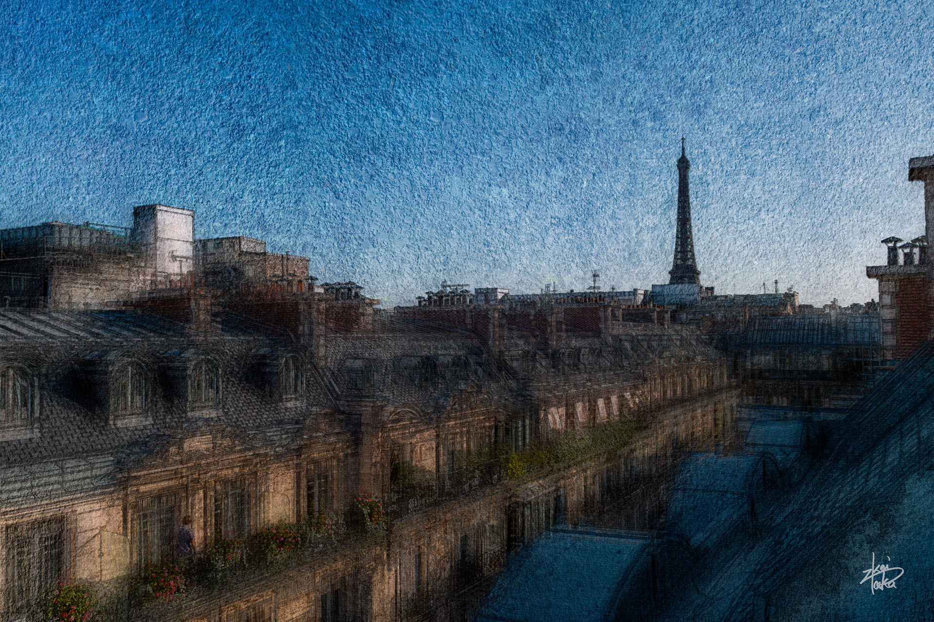 View of Paris and Eiffel Tower from the room