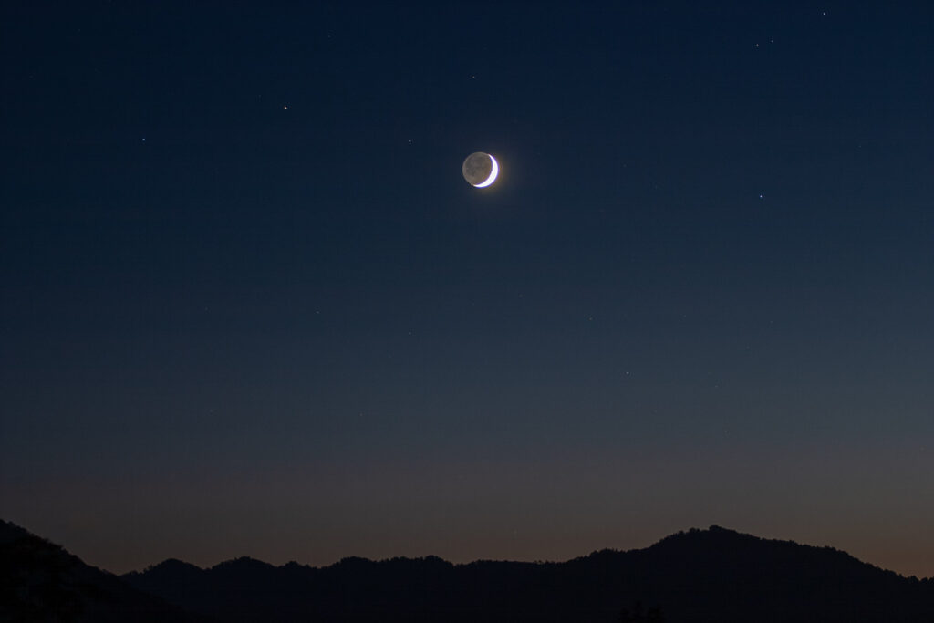 Crescent moon at Oku-hida,gifu,japan