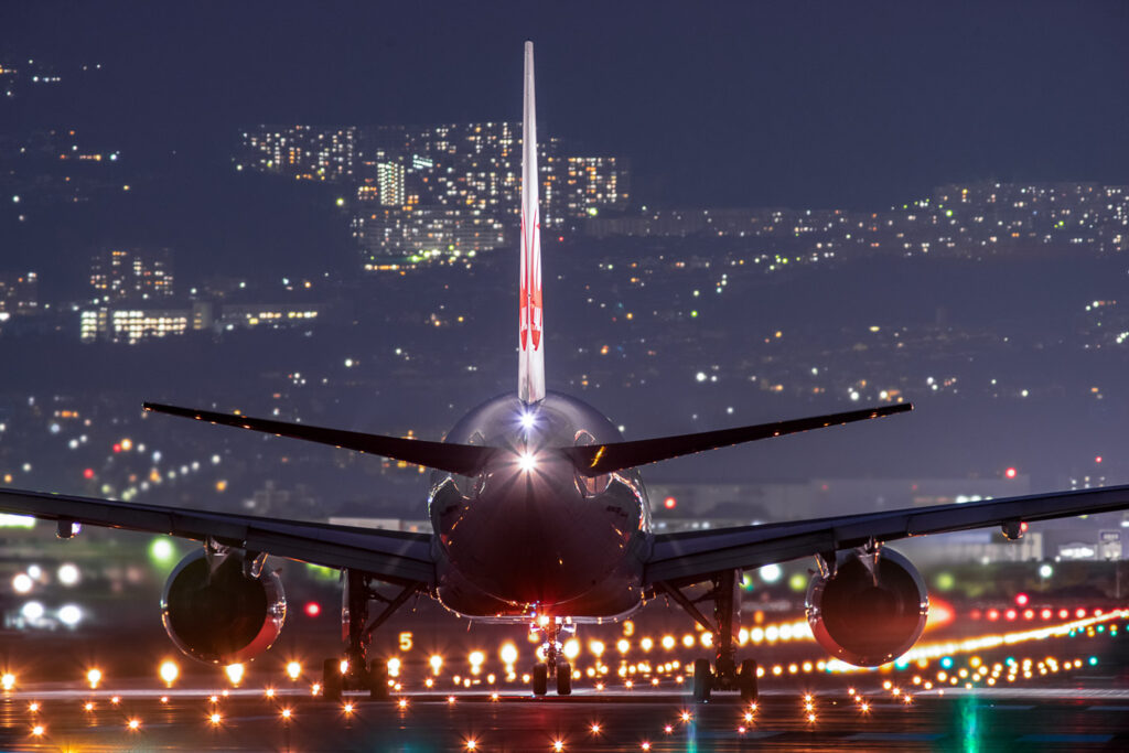 Night view of Osaka International Airport ”Itami Airport”@ Senri river bank