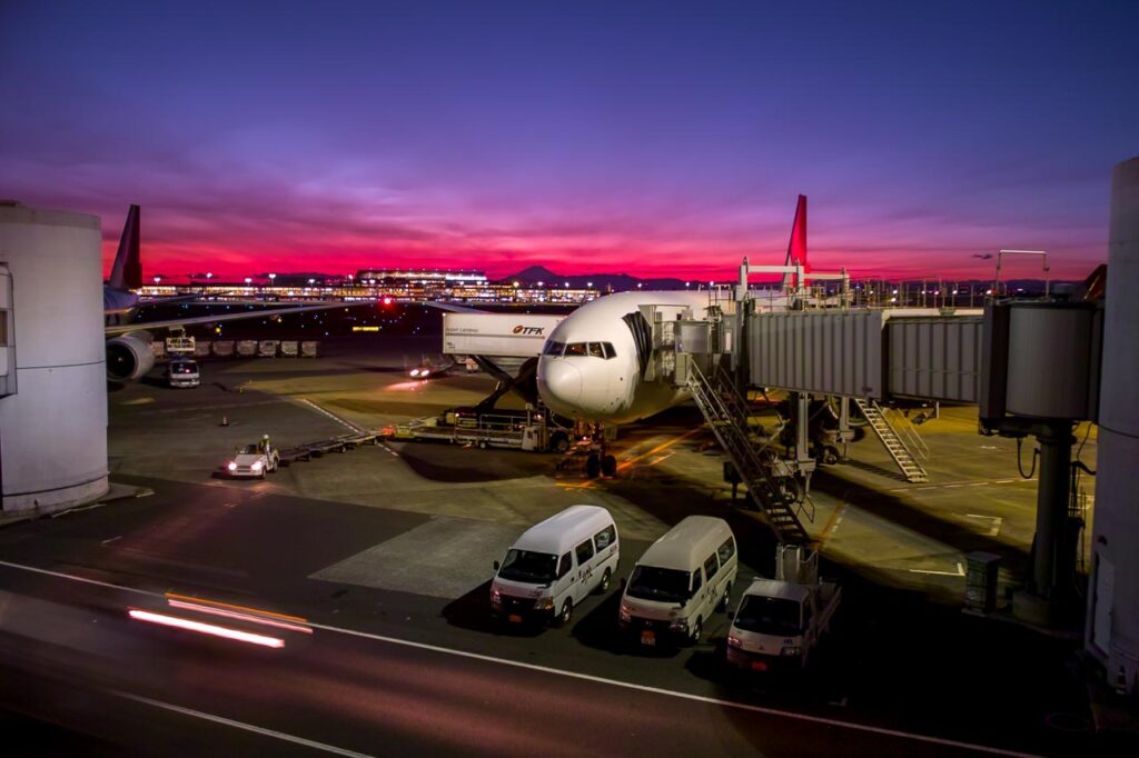 twilight view of haneda airport