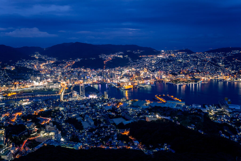 night view of nagasaki city,nagasaki,japan