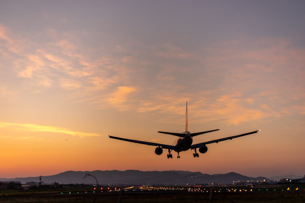 Twilight view of Osaka International Airport ”Itami Airport” @ Senri river bank