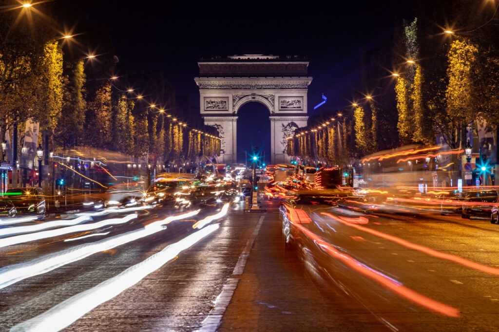 Night view of the Champs-Elysées,paris,france