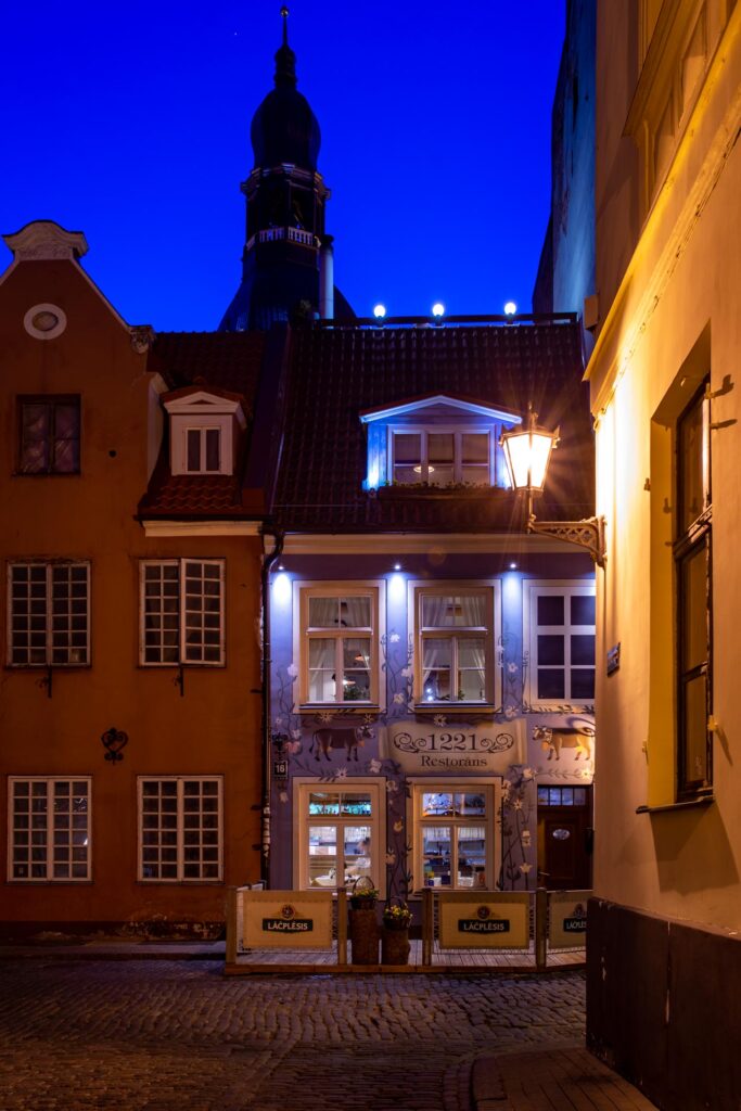 night view of old town ,riga