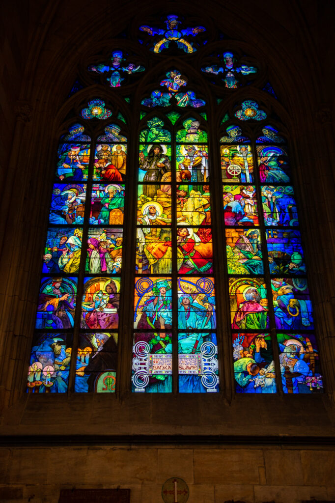 Mucha's stained glass windows, St. Vitus Cathedral