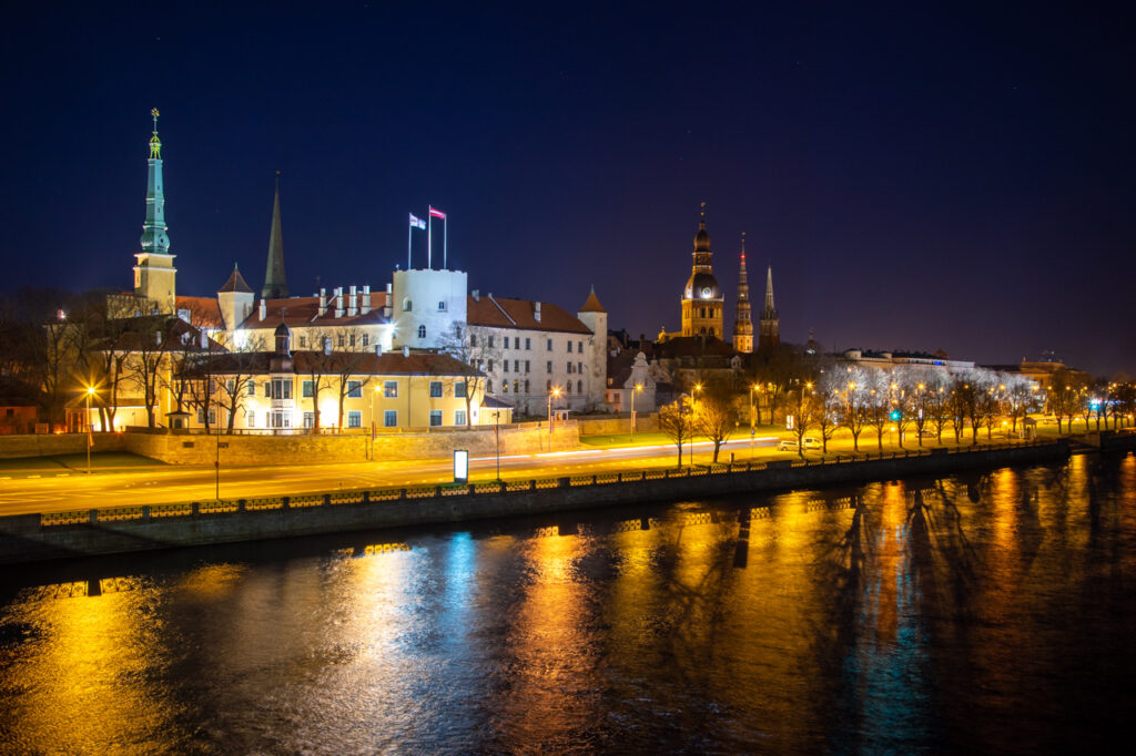 night view of old town ,riga