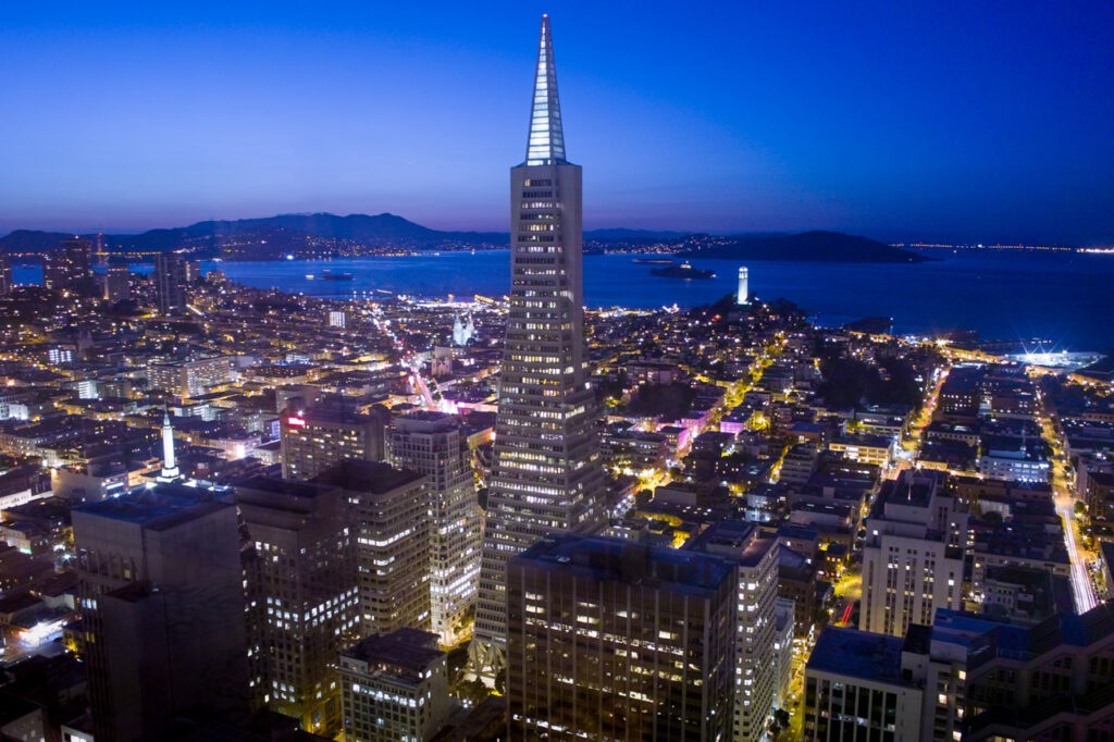 San Francisco, the City of Hills Downtown,night shot