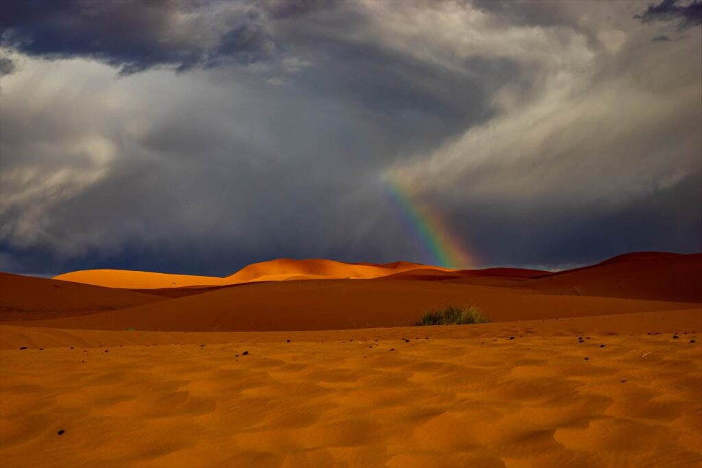 rainbow at Merzouga Dunes