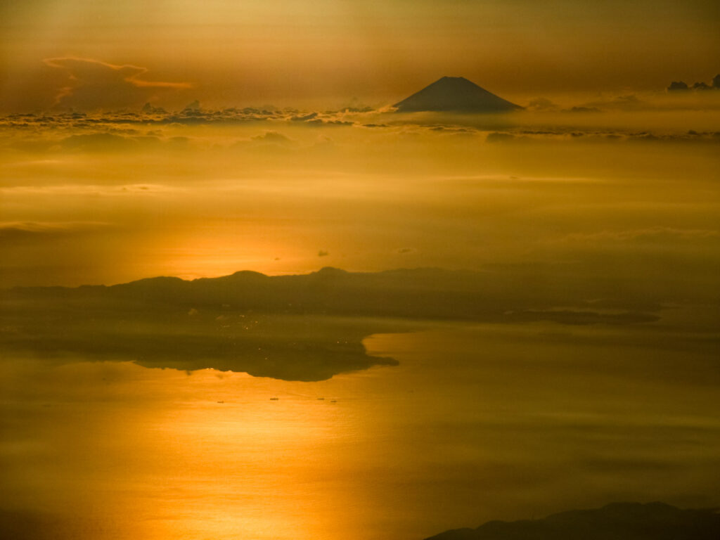 Mt. Fuji taken from an airplane