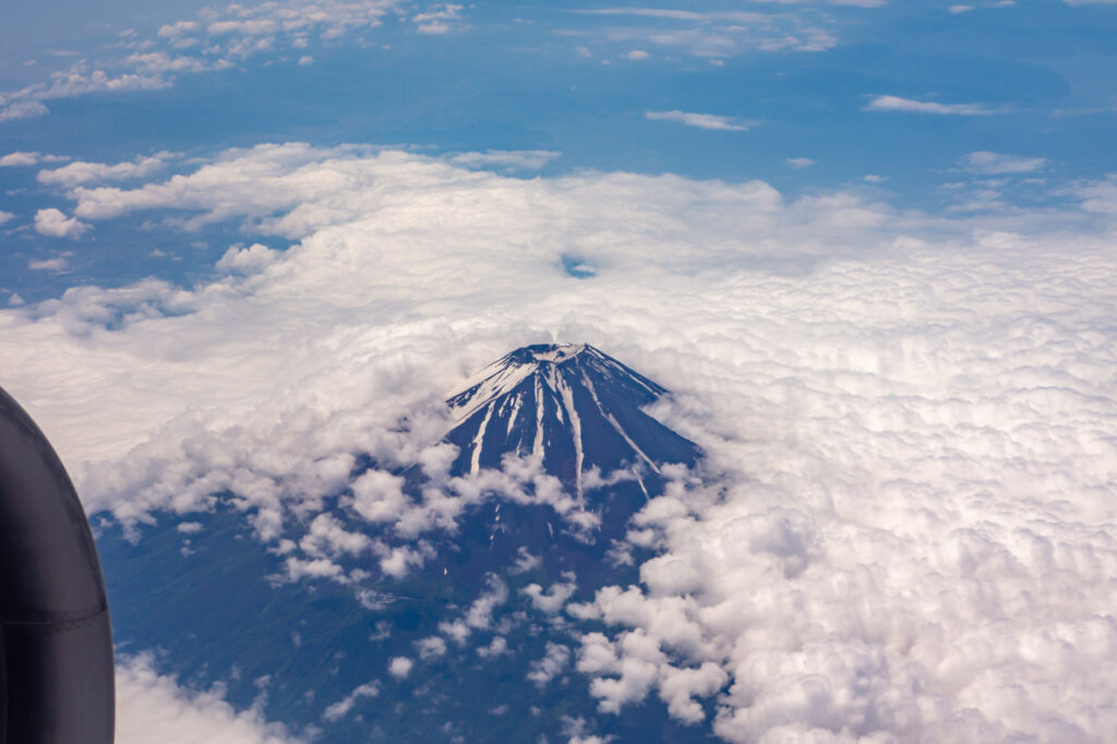 Mt. Fuji taken from an airplane