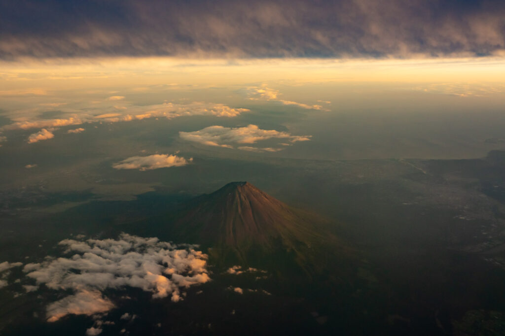 Mt. Fuji taken from an airplane