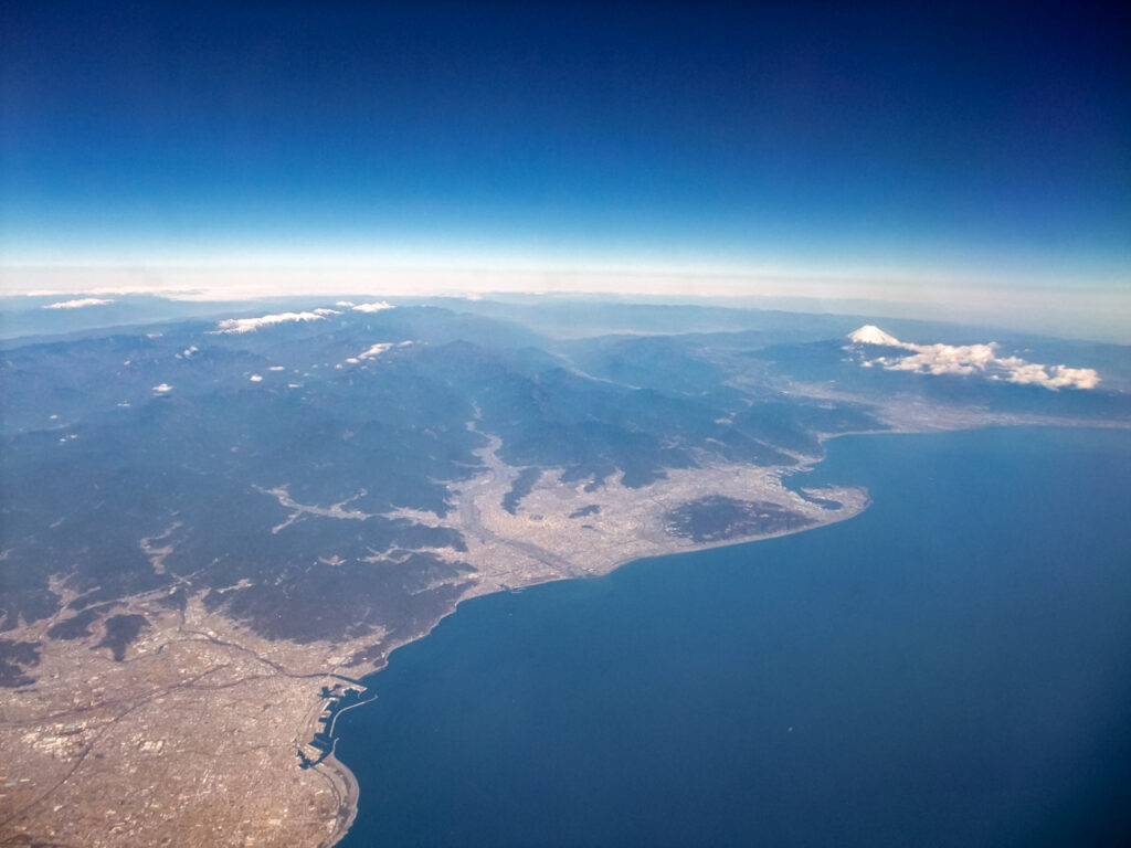 Mt. Fuji taken from an airplane