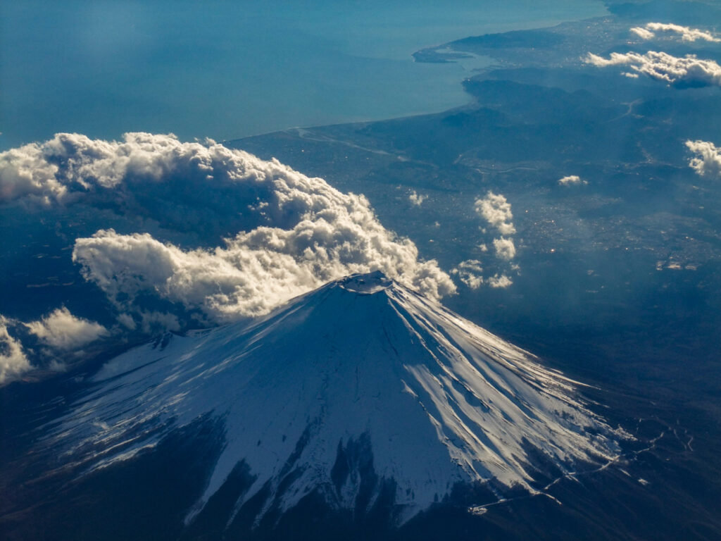 Mt. Fuji taken from an airplane