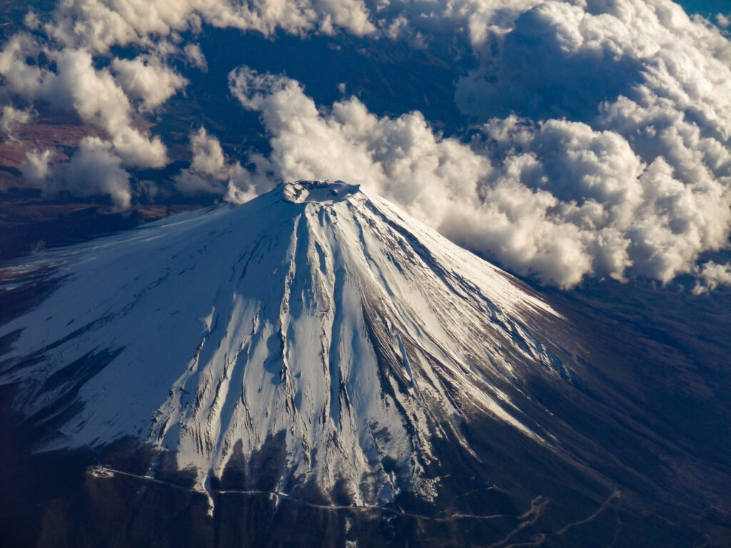 Mt. Fuji taken from an airplane