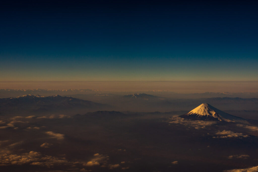 Mt. Fuji taken from an airplane