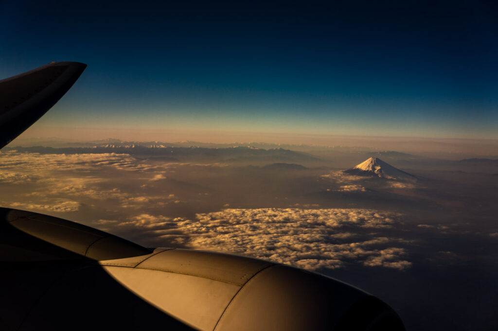 Mt. Fuji taken from an airplane