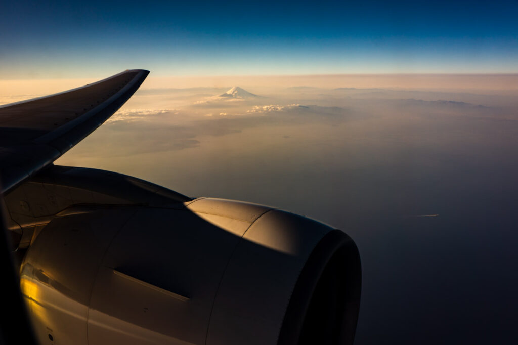 Mt. Fuji taken from an airplane