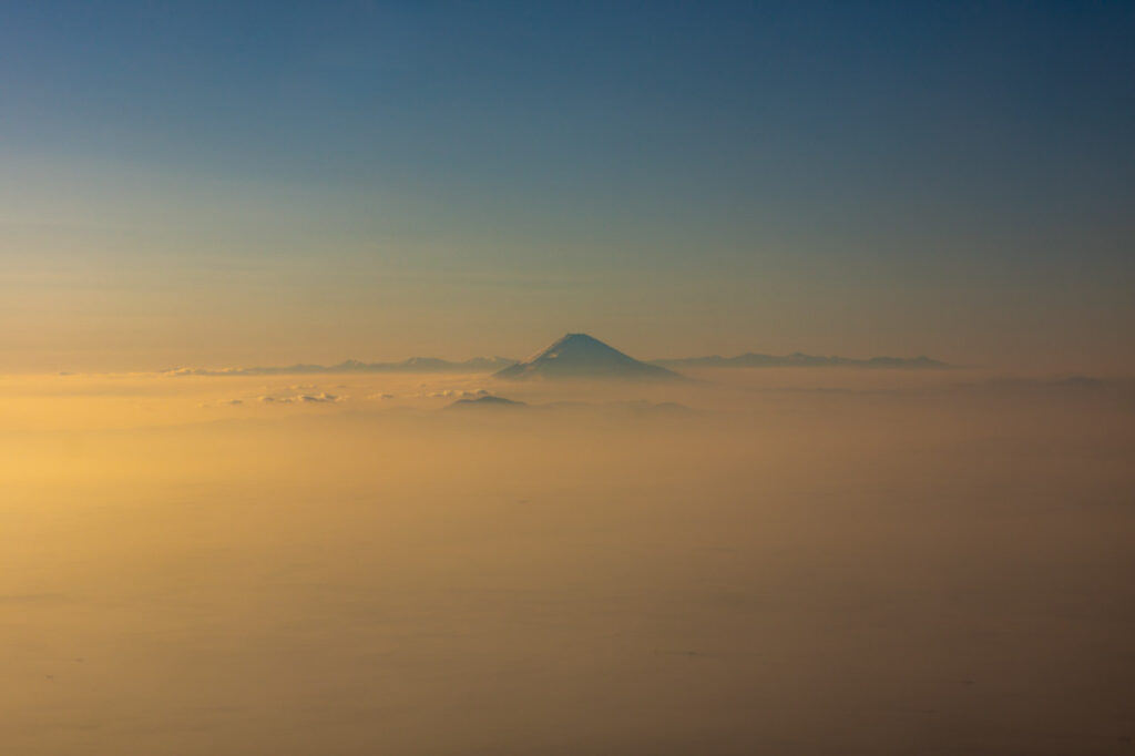 Mt. Fuji taken from an airplane