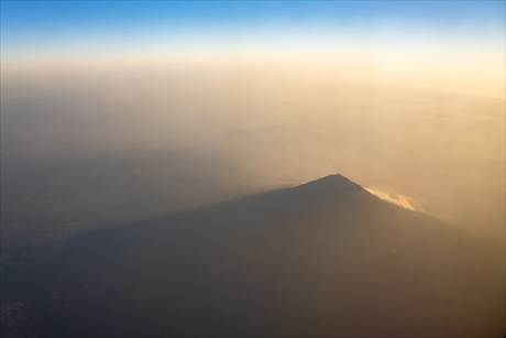 aerial photo of mt fuji shot from the airplane