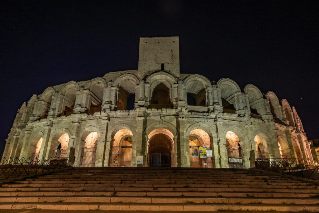 Arles amphitheater at night