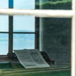 Looking through a window into Mahler's composition hut on the shores of Lake Attersee