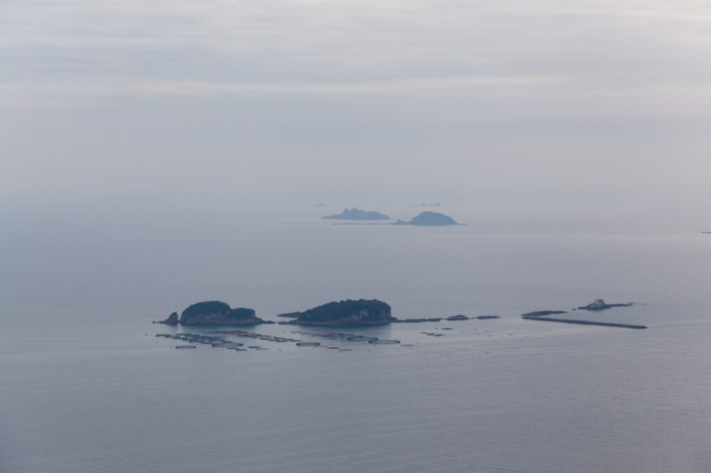 Gunkan island view from Zenchodani catholic church in Nagasaki,Japan