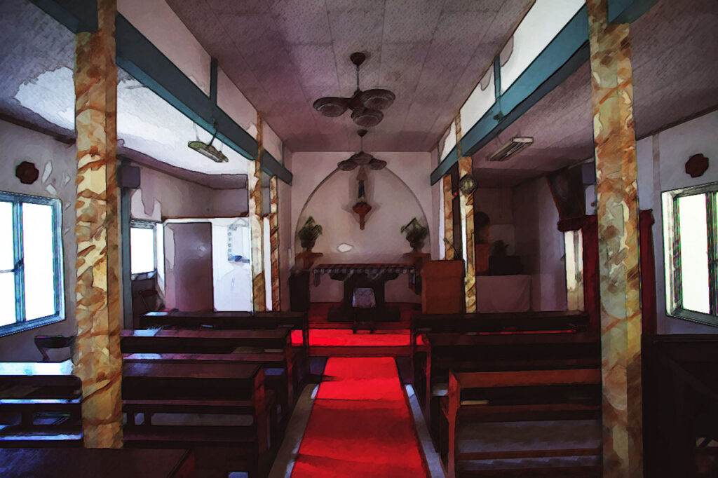 Wakamatsu oura catholic Church in Naka dori island,Nagasaki,Japan