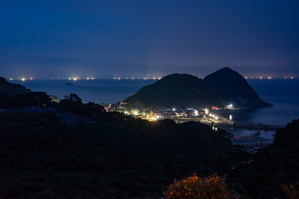 Night view and fishing fire in Kita-Uome area